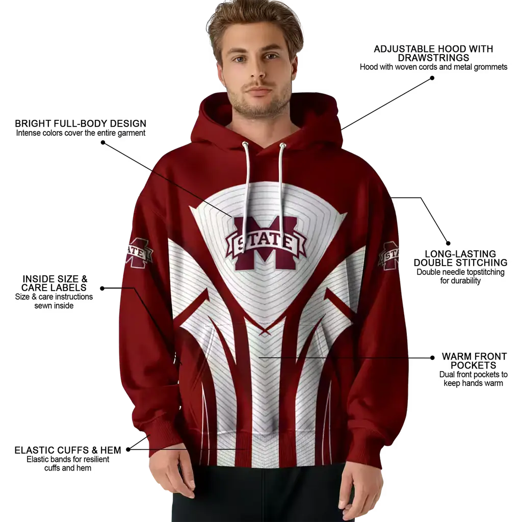 mississippi state bulldogs concentric lines maroon black hoodie latest model mississippi state bulldogs concentric lines maroon black hoodie latest model