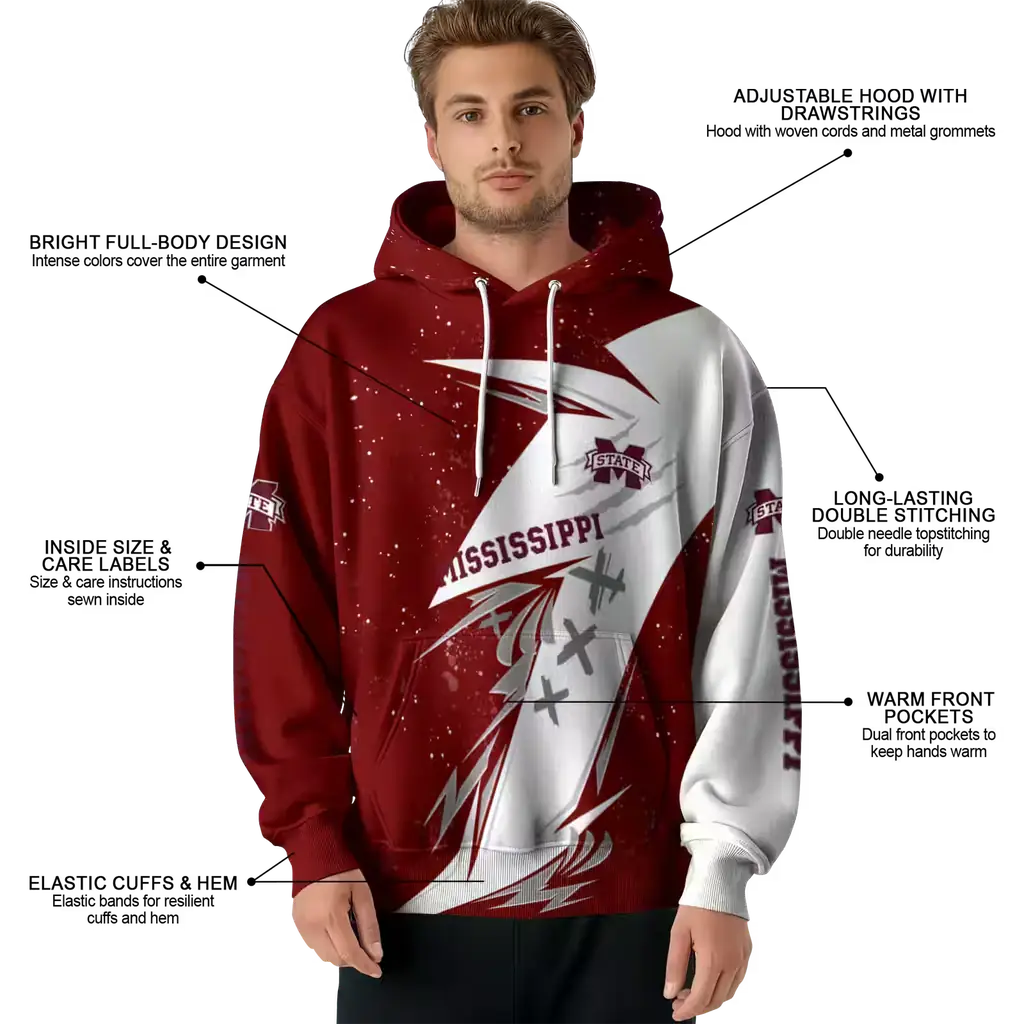 mississippi state bulldogs dynamic slash maroon white hoodie latest model mississippi state bulldogs dynamic slash maroon white hoodie latest model