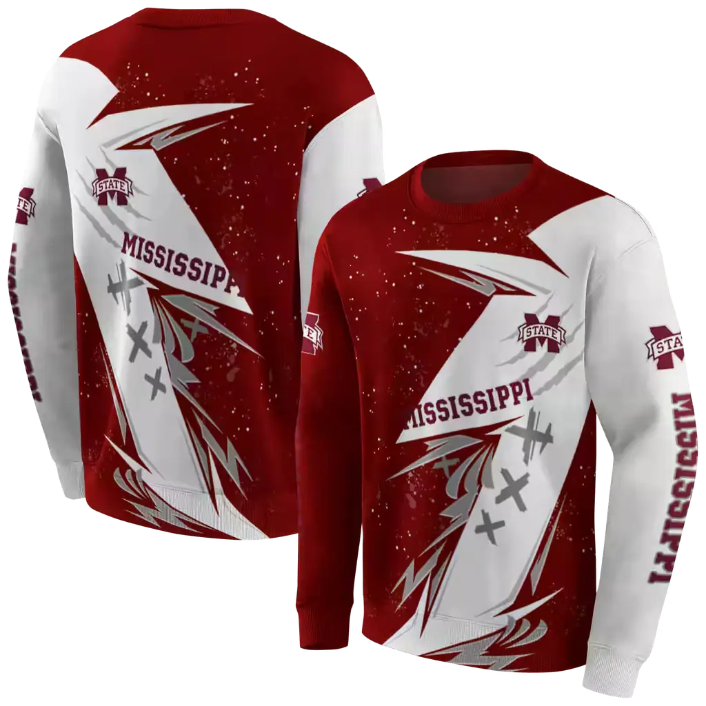 mississippi state bulldogs dynamic slash maroon white hoodie premium grade mississippi state bulldogs dynamic slash maroon white hoodie premium grade