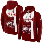 mississippi state bulldogs football heartbeat maroon hoodie best selling