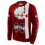 mississippi state bulldogs football heartbeat maroon hoodie best selling