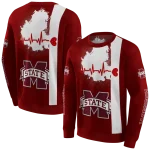 mississippi state bulldogs football heartbeat maroon hoodie best selling