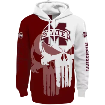mississippi state bulldogs graphic punisher maroon white hoodie best selling