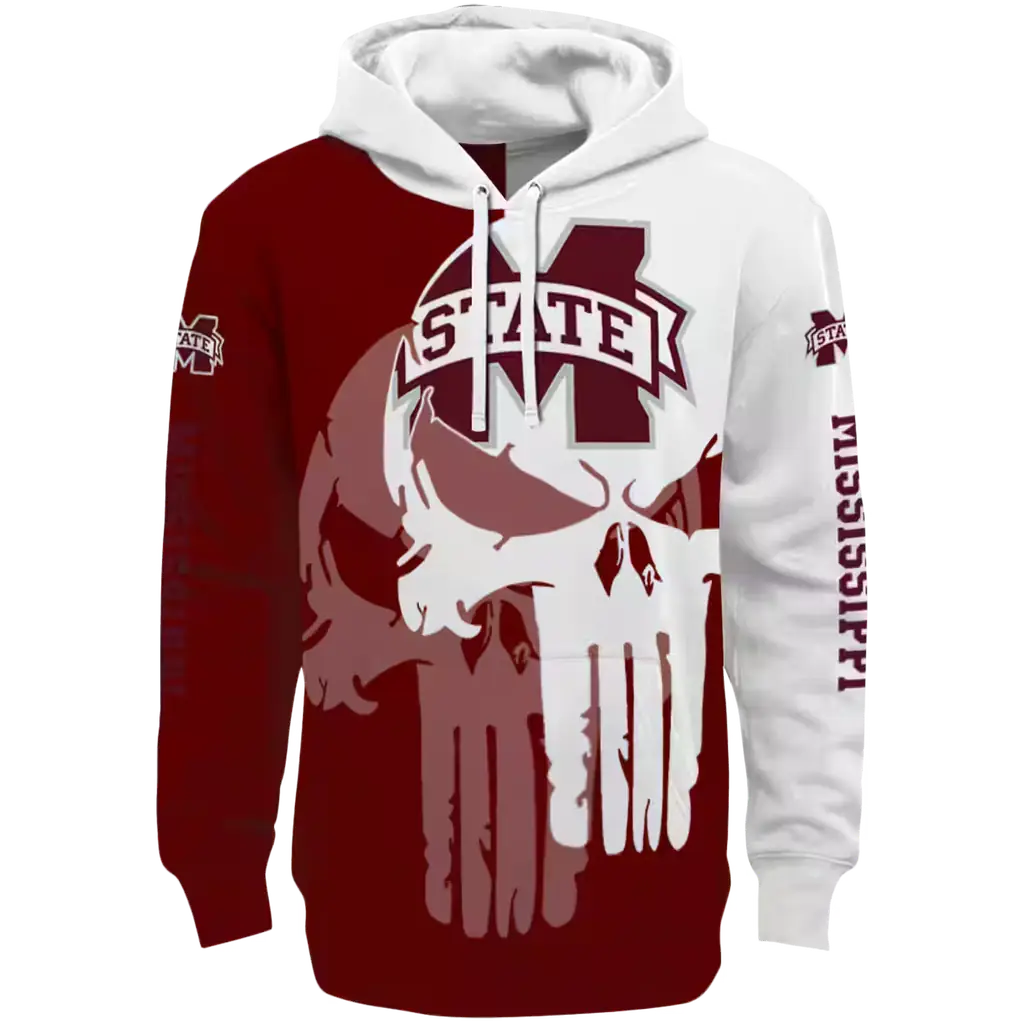 mississippi state bulldogs graphic punisher maroon white hoodie best selling mississippi state bulldogs graphic punisher maroon white hoodie best selling