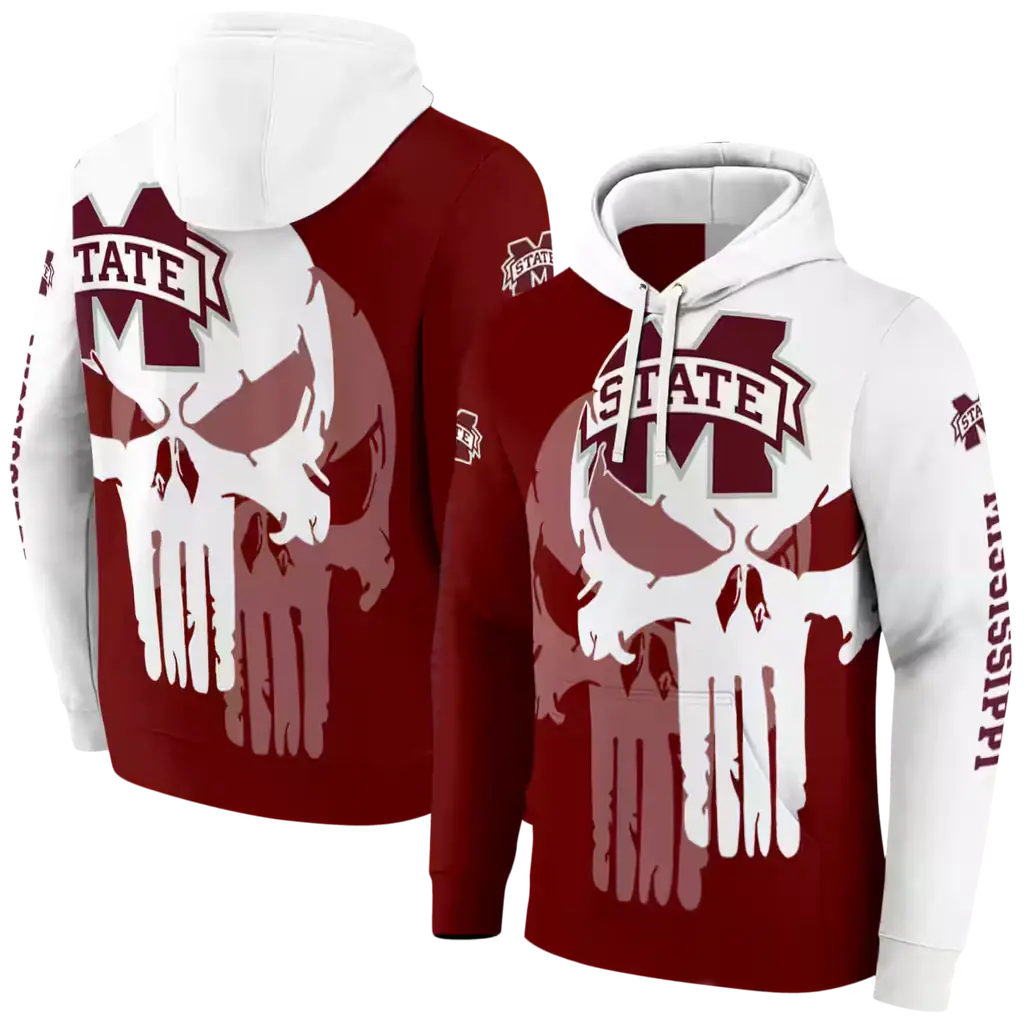 mississippi state bulldogs graphic punisher maroon white hoodie fashion forward mississippi state bulldogs graphic punisher maroon white hoodie fashion forward