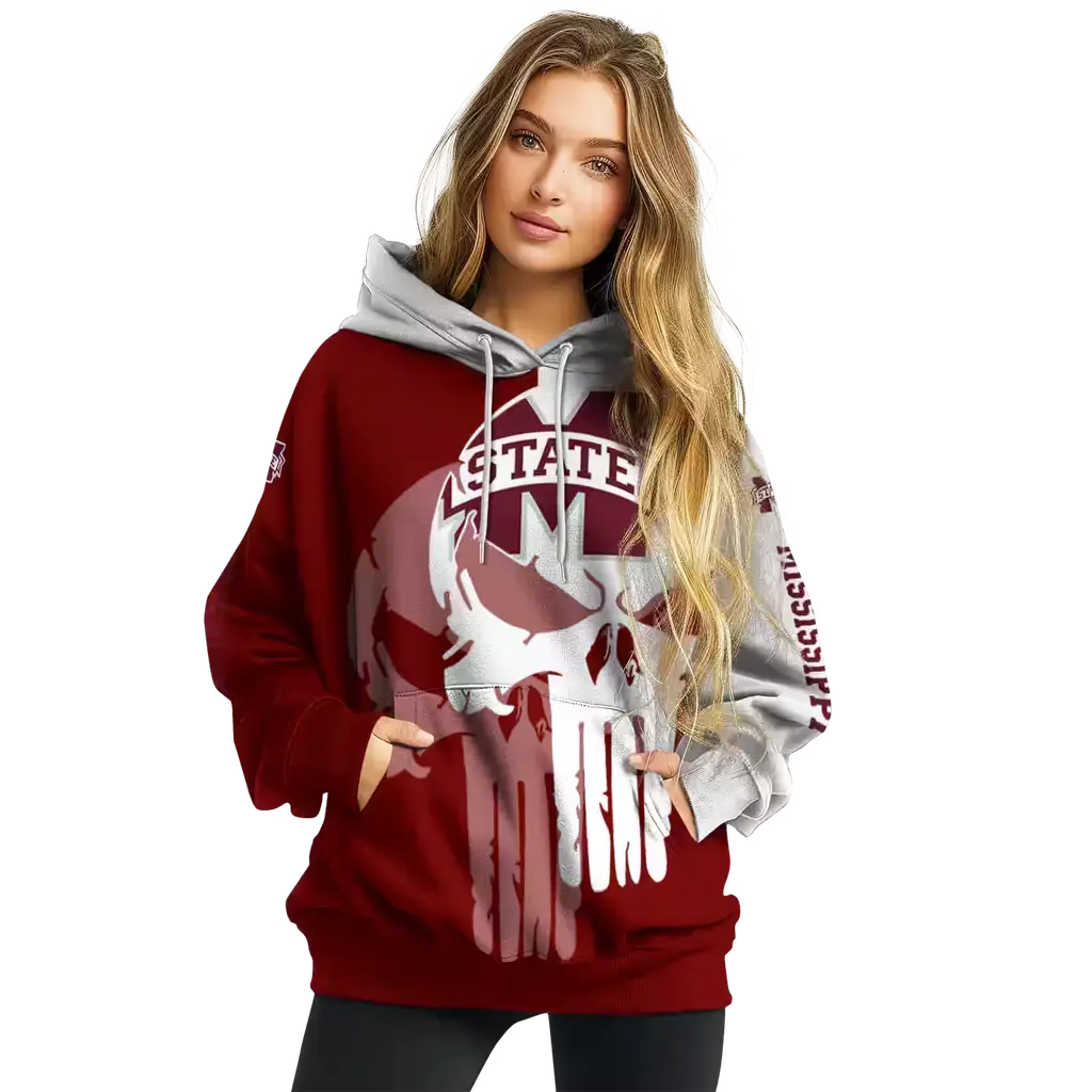 mississippi state bulldogs graphic punisher maroon white hoodie high quality mississippi state bulldogs graphic punisher maroon white hoodie high quality