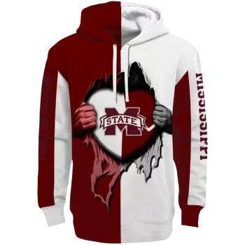mississippi state bulldogs heartbeat graphic maroon hoodie best selling
