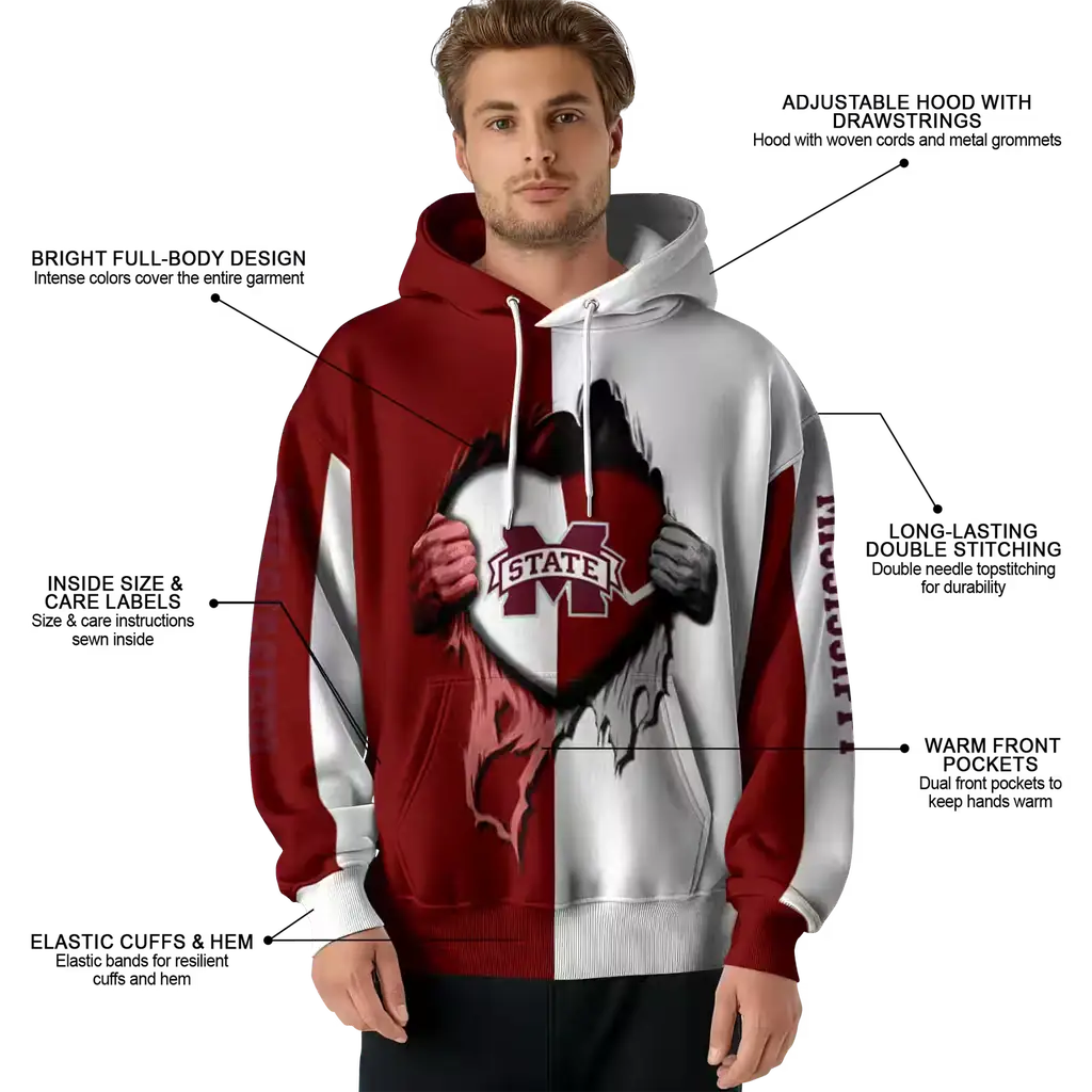 mississippi state bulldogs heartbeat graphic maroon hoodie latest model mississippi state bulldogs heartbeat graphic maroon hoodie latest model