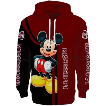 mississippi state bulldogs mickey mouse maroon black hoodie best selling