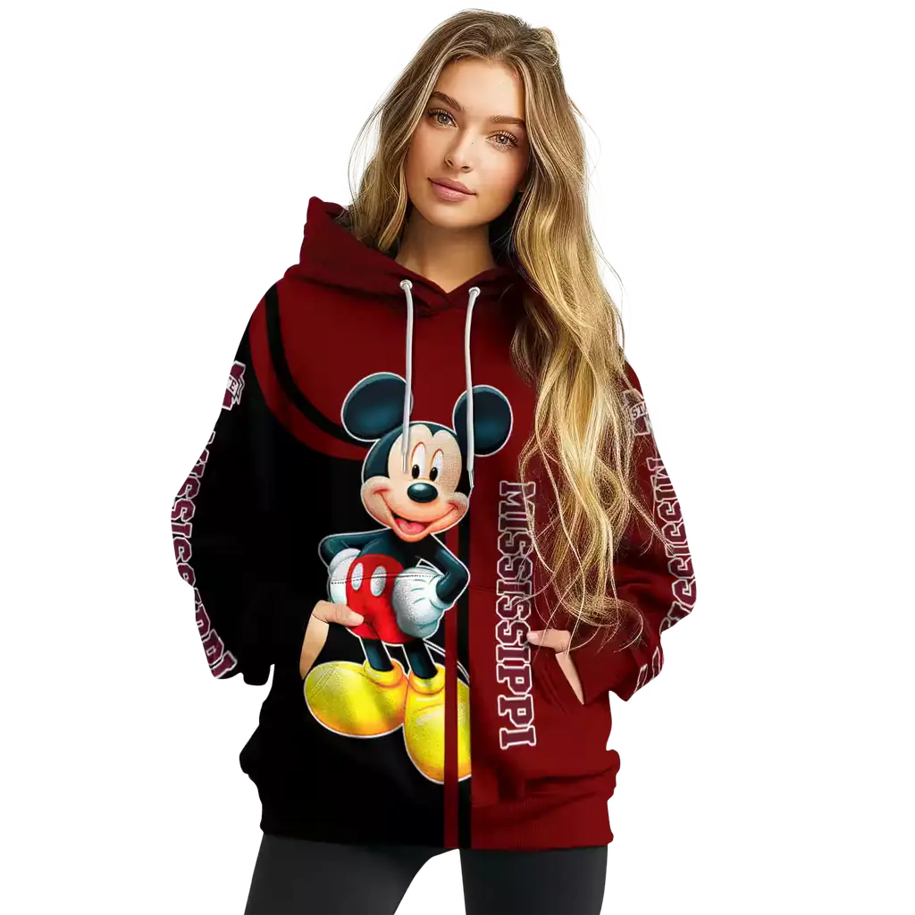mississippi state bulldogs mickey mouse maroon black hoodie high quality mississippi state bulldogs mickey mouse maroon black hoodie high quality