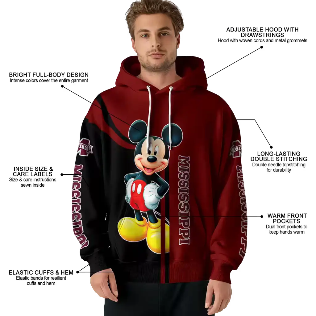 mississippi state bulldogs mickey mouse maroon black hoodie latest model mississippi state bulldogs mickey mouse maroon black hoodie latest model