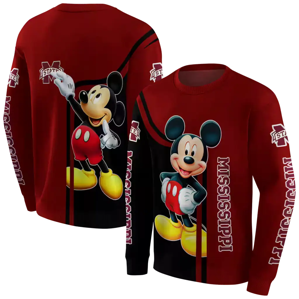 mississippi state bulldogs mickey mouse maroon black hoodie premium grade mississippi state bulldogs mickey mouse maroon black hoodie premium grade