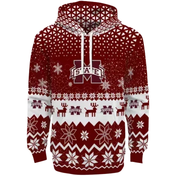 mississippi state bulldogs reindeer motif maroon hoodie best selling