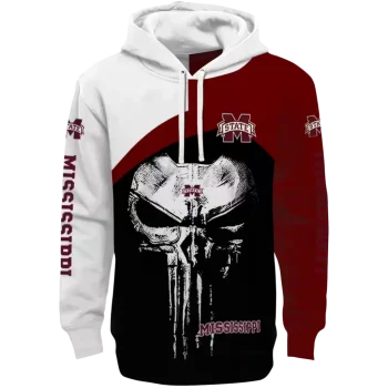 mississippi state bulldogs skull punisher white black hoodie best selling