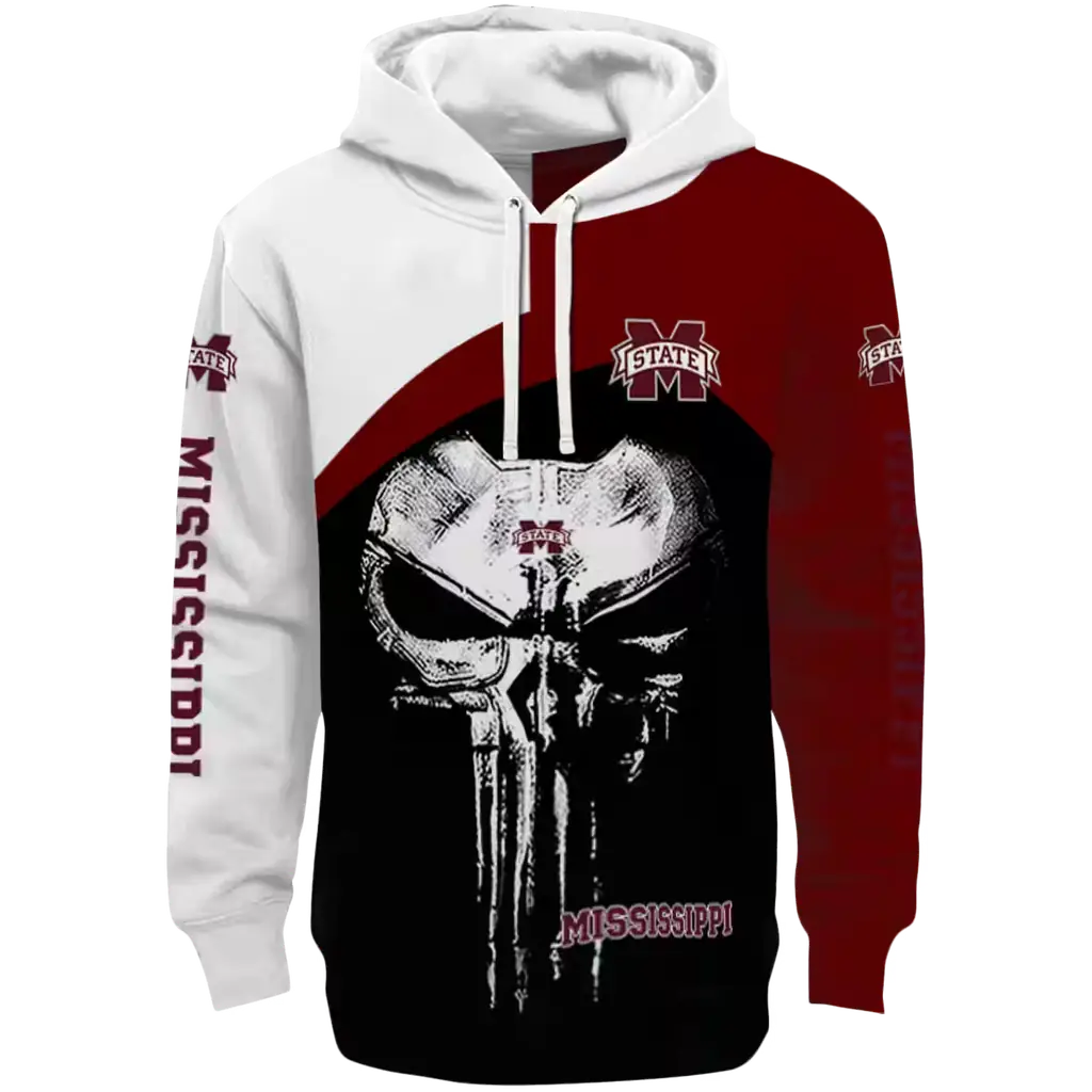 mississippi state bulldogs skull punisher white black hoodie best selling mississippi state bulldogs skull punisher white black hoodie best selling
