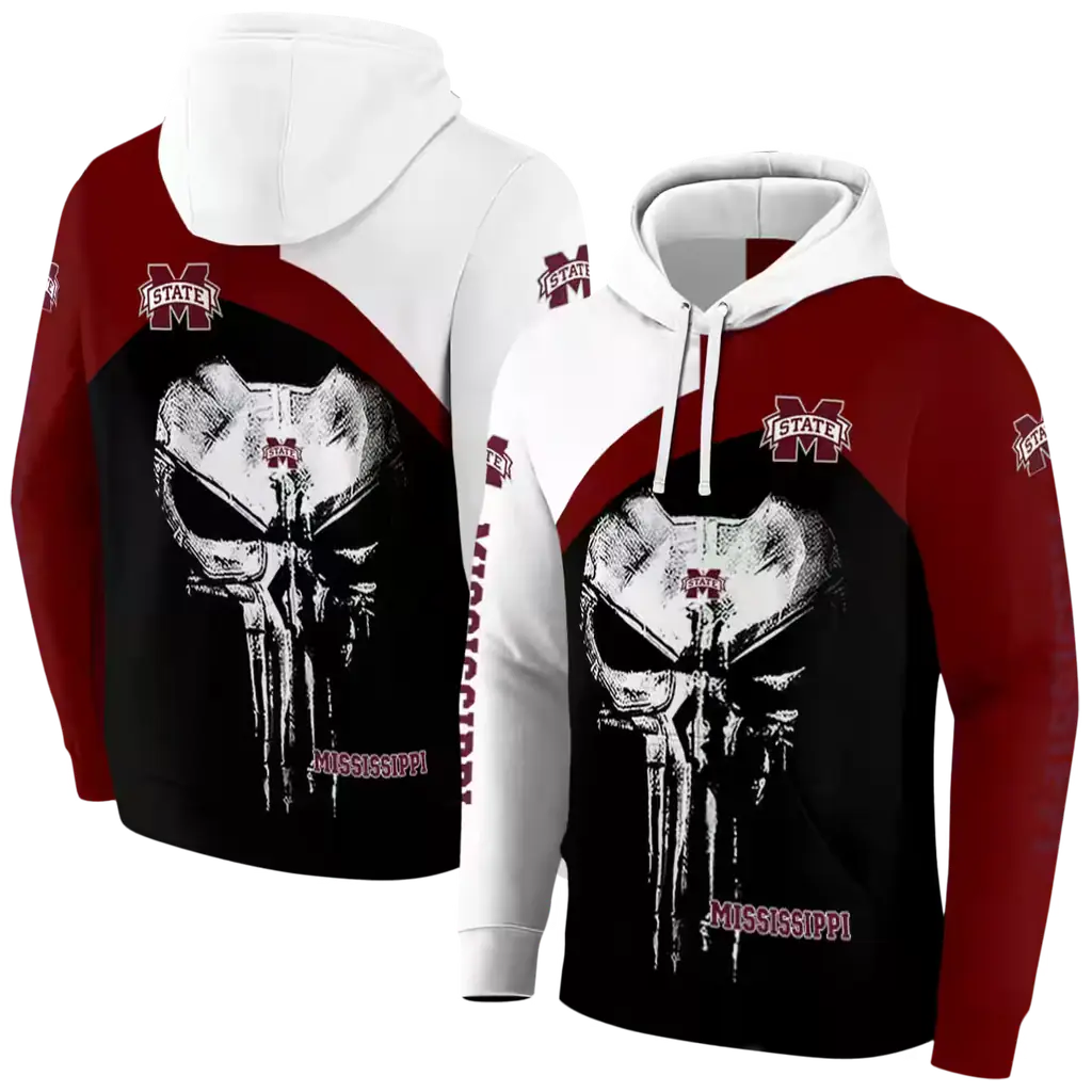 mississippi state bulldogs skull punisher white black hoodie fashion forward mississippi state bulldogs skull punisher white black hoodie fashion forward