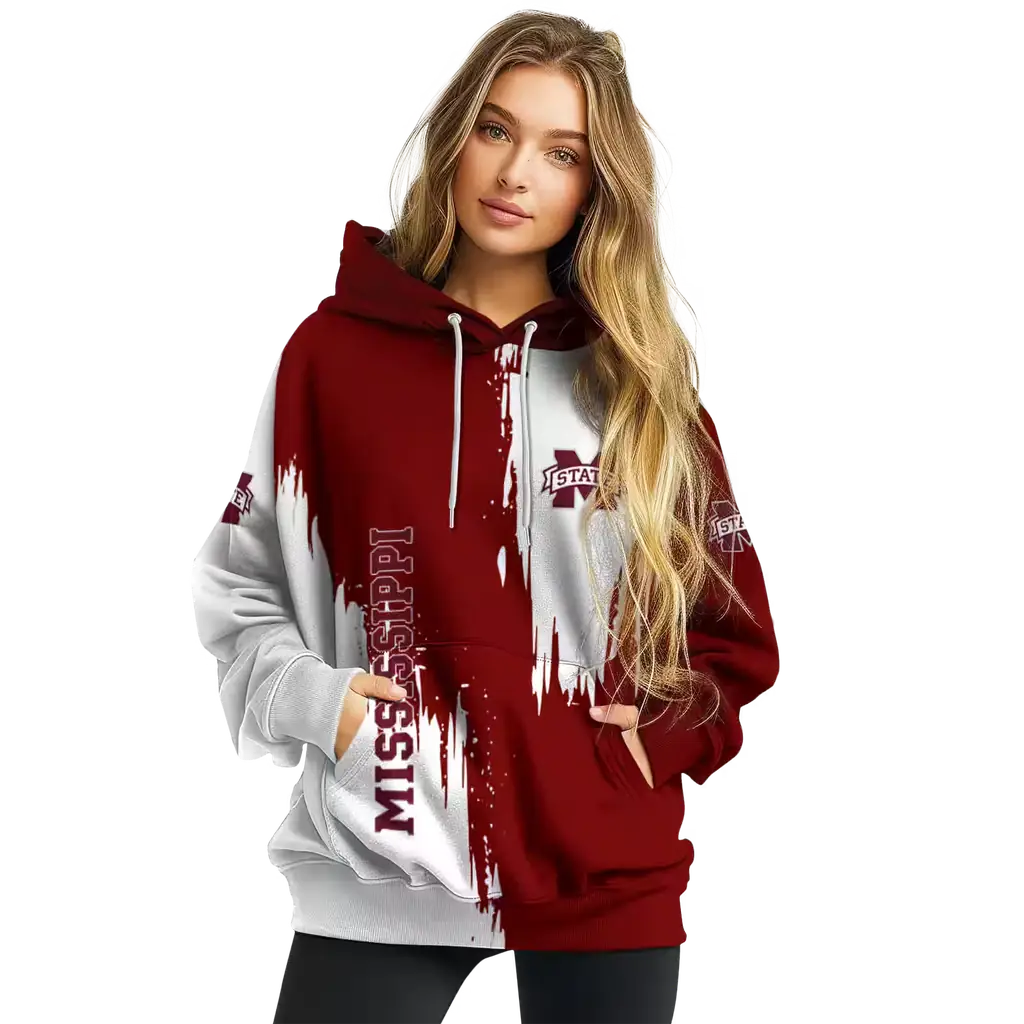mississippi state bulldogs splatter effect maroon hoodie high quality mississippi state bulldogs splatter effect maroon hoodie high quality