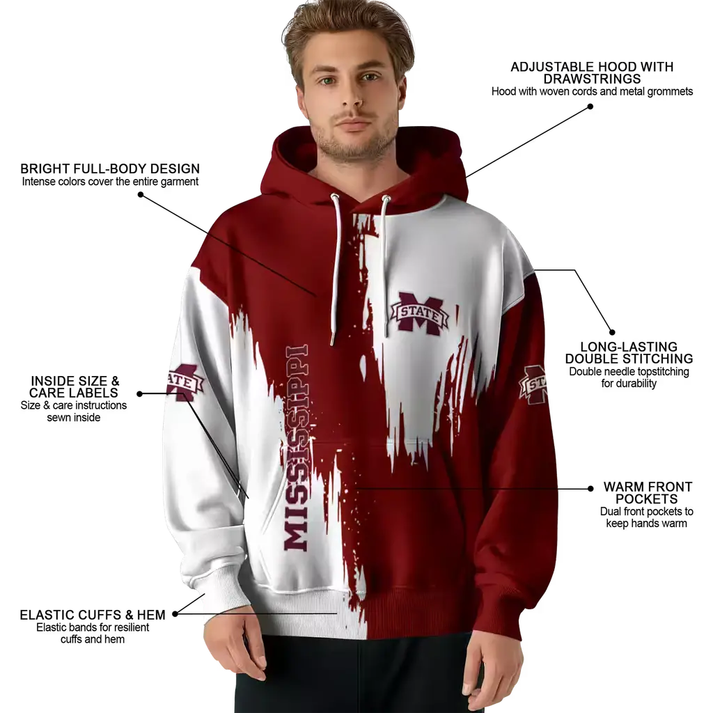 mississippi state bulldogs splatter effect maroon hoodie latest model mississippi state bulldogs splatter effect maroon hoodie latest model
