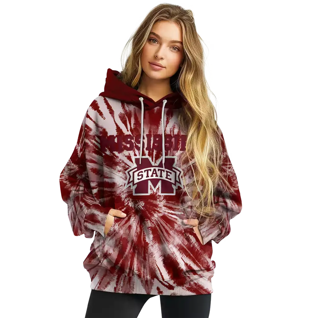 mississippi state bulldogs tie dye pattern maroon hoodie high quality mississippi state bulldogs tie dye pattern maroon hoodie high quality