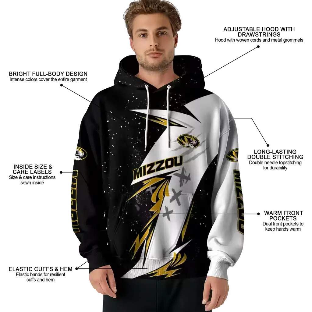 missouri tigers dynamic slash black white hoodie latest model missouri tigers dynamic slash black white hoodie latest model