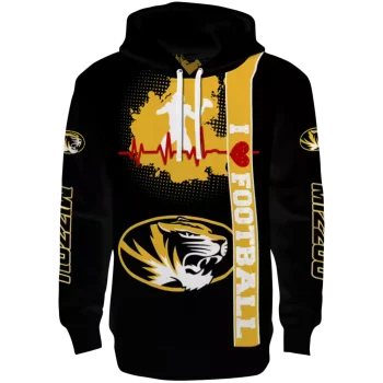 missouri tigers football heartbeat black hoodie best selling