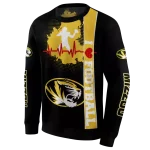 missouri tigers football heartbeat black hoodie best selling