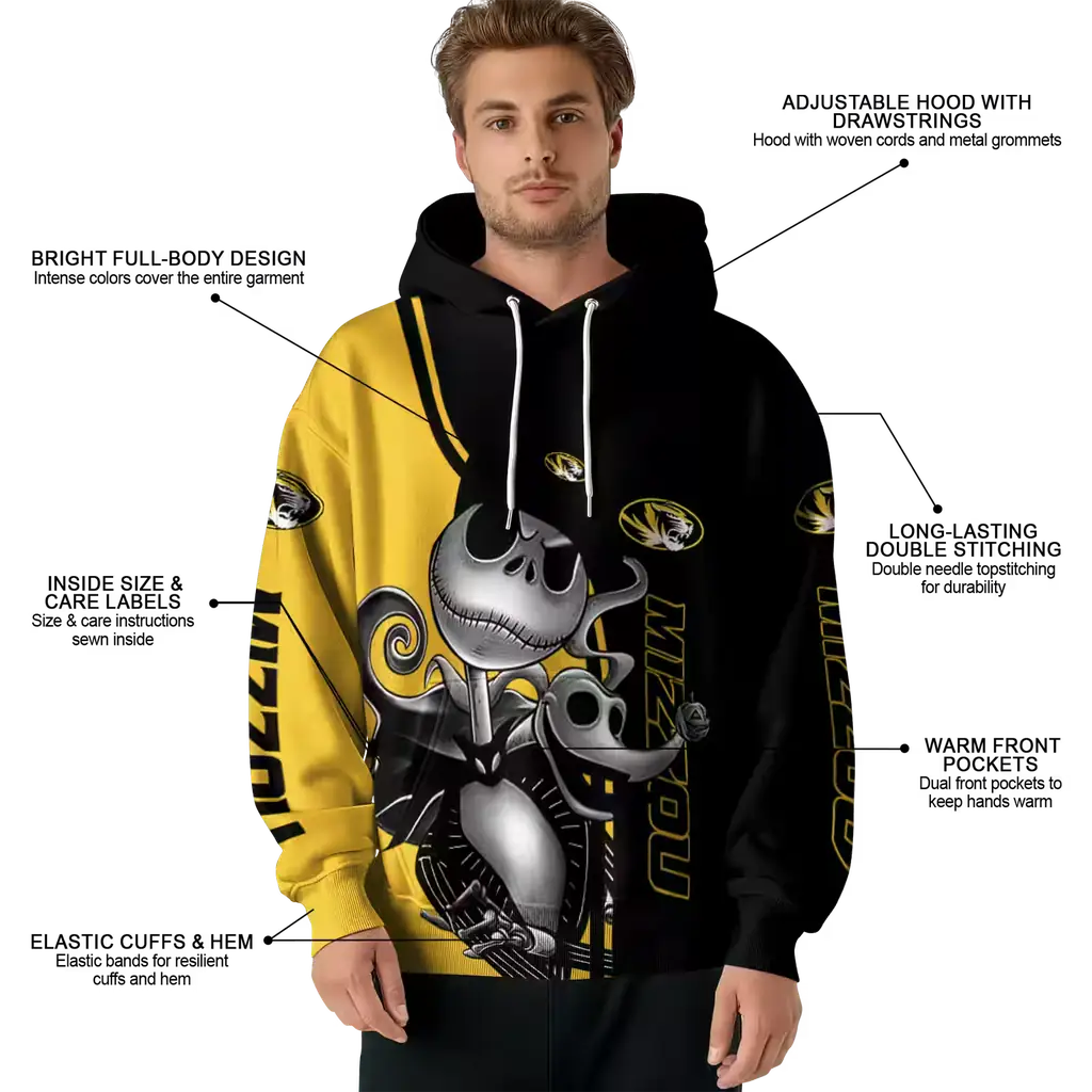 missouri tigers jack skellington black hoodie latest model missouri tigers jack skellington black hoodie latest model
