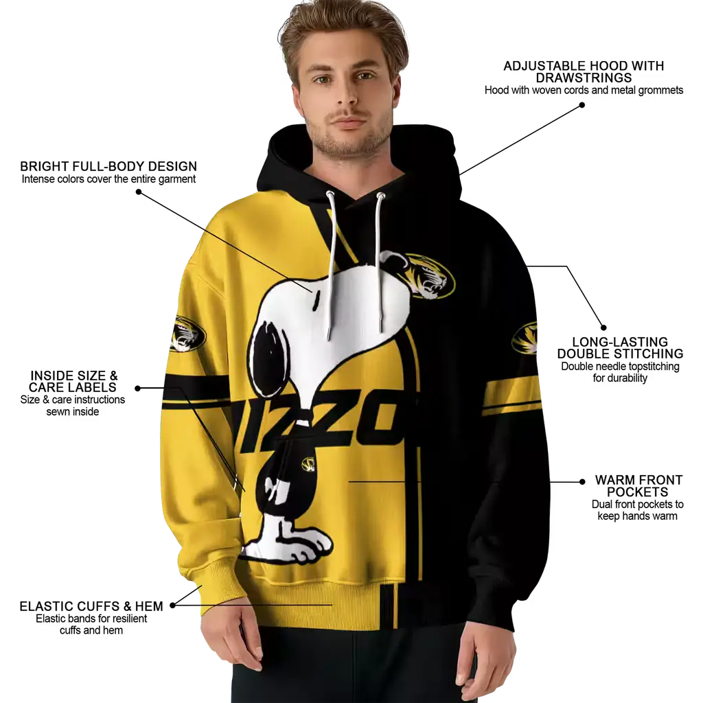 missouri tigers playful snoopy black hoodie latest model missouri tigers playful snoopy black hoodie latest model