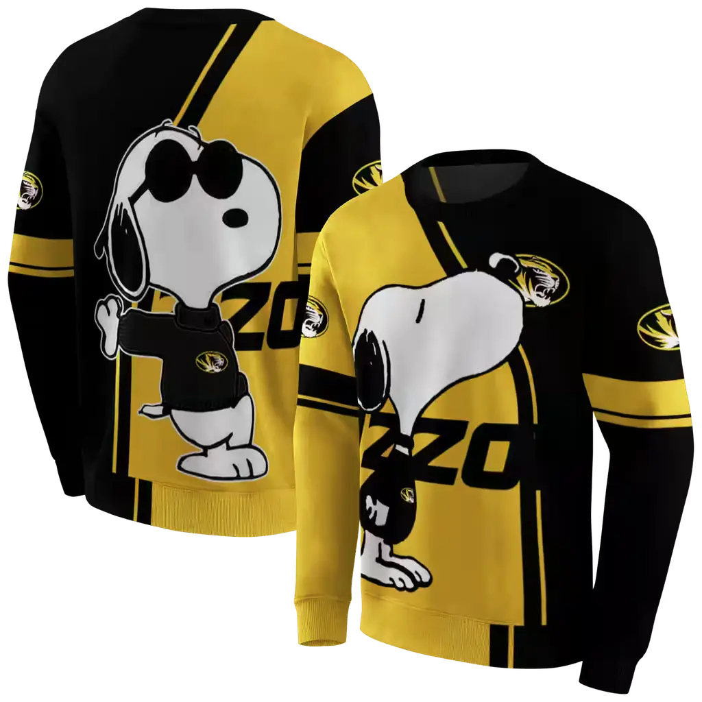missouri tigers playful snoopy black hoodie premium grade missouri tigers playful snoopy black hoodie premium grade