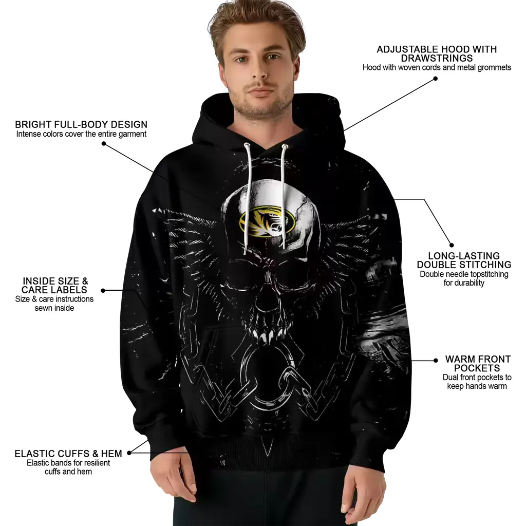 missouri tigers skull artwork black hoodie latest model missouri tigers skull artwork black hoodie latest model