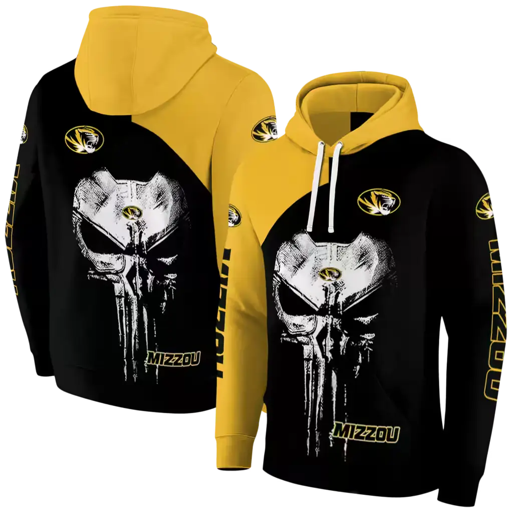 missouri tigers skull punisher gold black hoodie fashion forward missouri tigers skull punisher gold black hoodie fashion forward