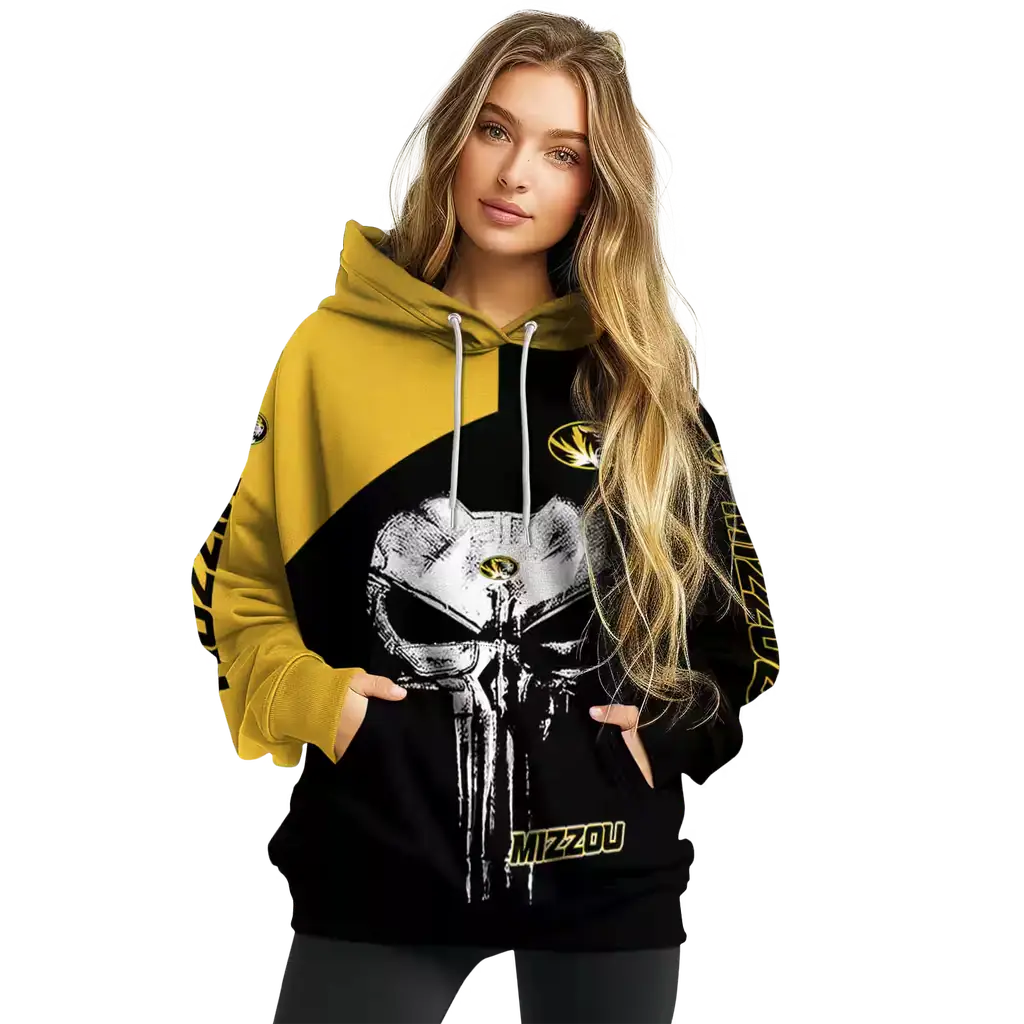 missouri tigers skull punisher gold black hoodie high quality missouri tigers skull punisher gold black hoodie high quality