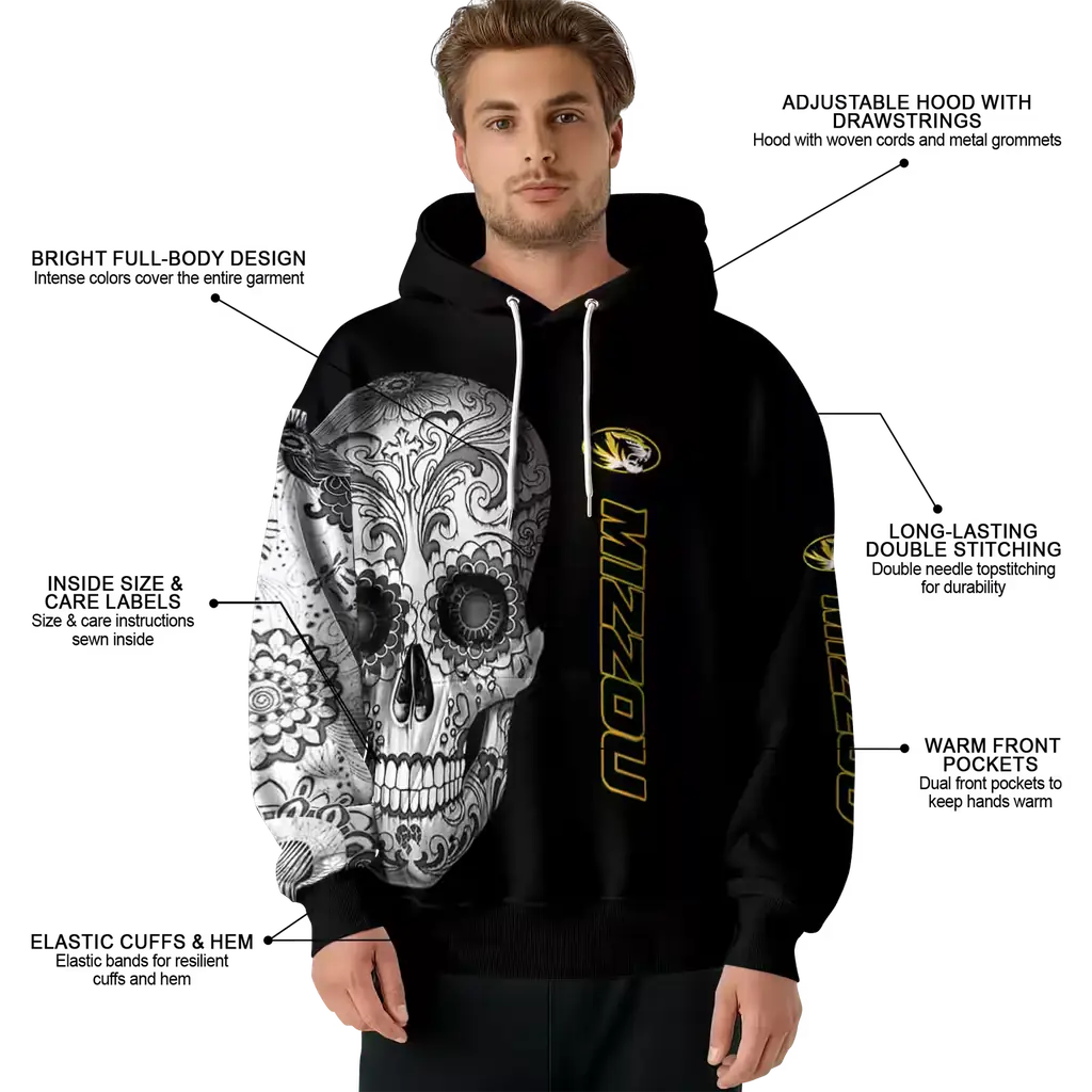 missouri tigers sugar skull black hoodie latest model missouri tigers sugar skull black hoodie latest model