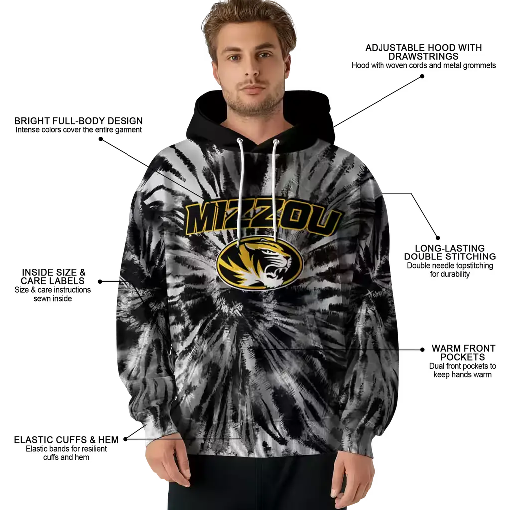 missouri tigers tie dye pattern black hoodie latest model missouri tigers tie dye pattern black hoodie latest model