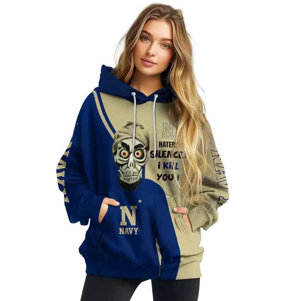 navy midshipmen achmed skull blue hoodie high quality navy midshipmen achmed skull blue hoodie high quality