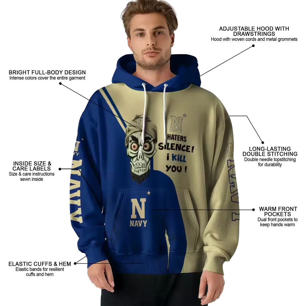 navy midshipmen achmed skull blue hoodie latest model navy midshipmen achmed skull blue hoodie latest model