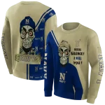 navy midshipmen achmed skull blue hoodie best selling