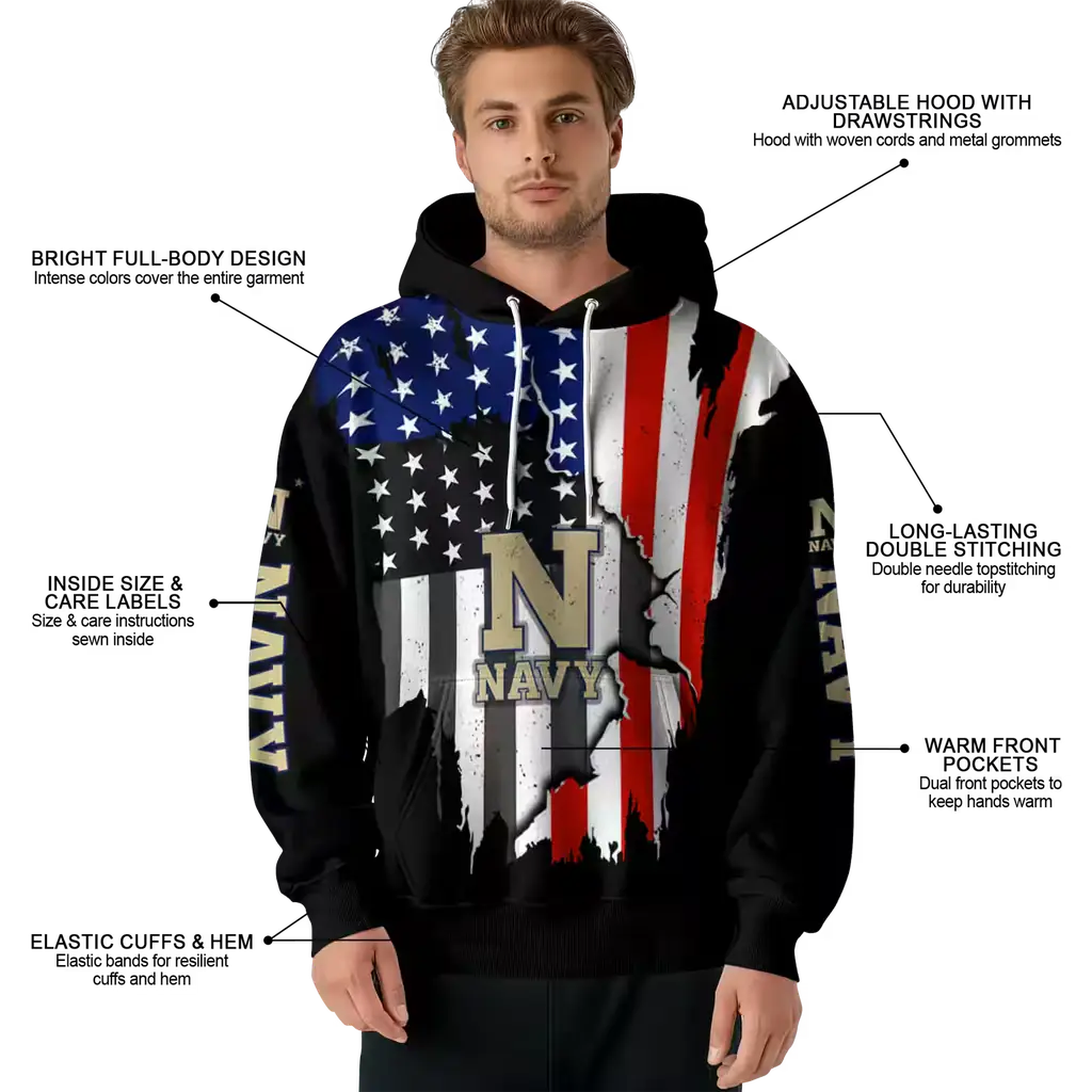 navy midshipmen american pride black hoodie latest model navy midshipmen american pride black hoodie latest model