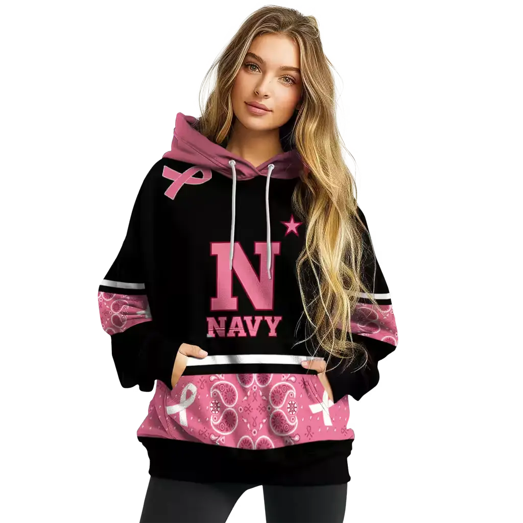 navy midshipmen awareness ribbon black pink hoodie high quality navy midshipmen awareness ribbon black pink hoodie high quality