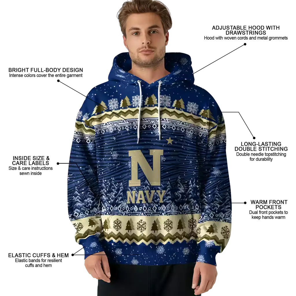 navy midshipmen christmas trees blue hoodie latest model navy midshipmen christmas trees blue hoodie latest model