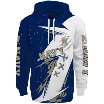 navy midshipmen dynamic slash blue white hoodie best selling