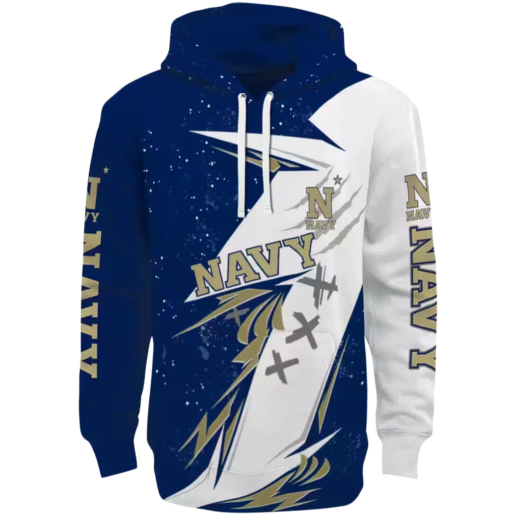 navy midshipmen dynamic slash blue white hoodie best selling navy midshipmen dynamic slash blue white hoodie best selling