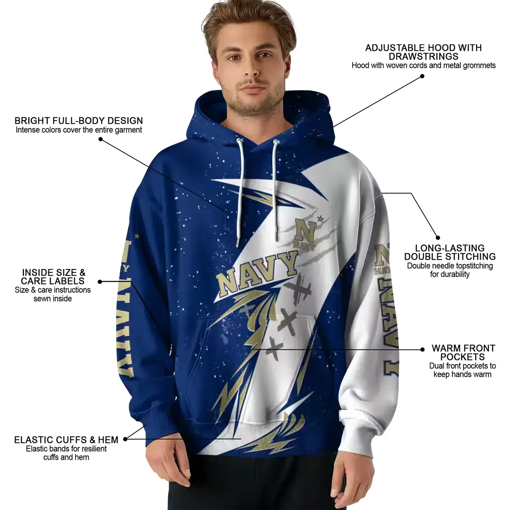 navy midshipmen dynamic slash blue white hoodie latest model navy midshipmen dynamic slash blue white hoodie latest model