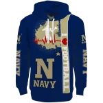 navy midshipmen football heartbeat blue hoodie best selling