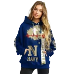 navy midshipmen football heartbeat blue hoodie best selling