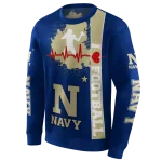 navy midshipmen football heartbeat blue hoodie best selling