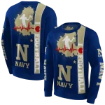 navy midshipmen football heartbeat blue hoodie best selling