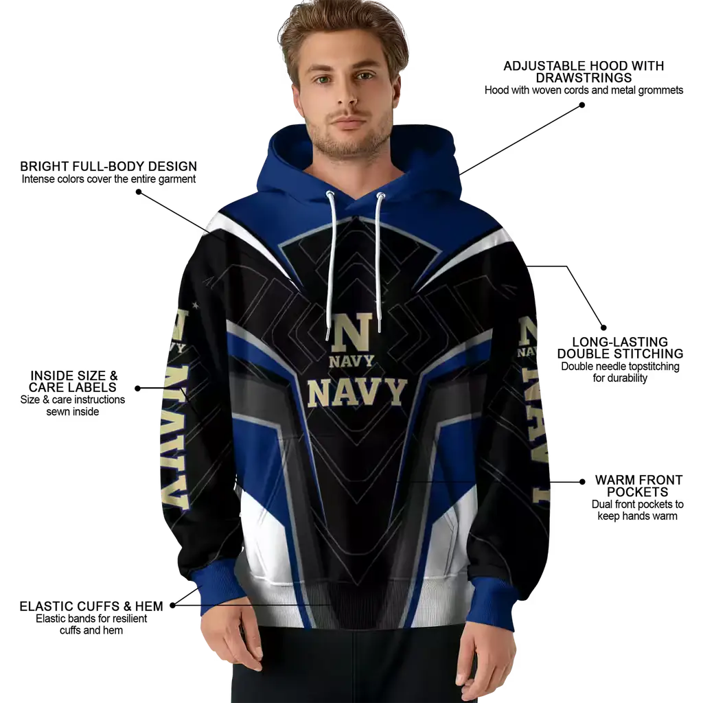 navy midshipmen futuristic pattern blue black hoodie latest model navy midshipmen futuristic pattern blue black hoodie latest model