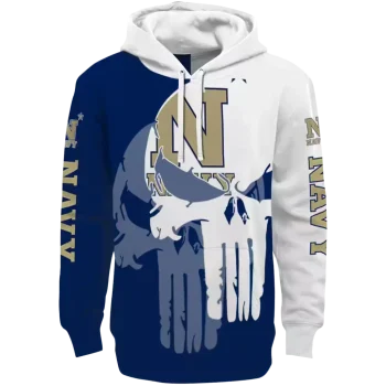 navy midshipmen graphic punisher blue white hoodie best selling