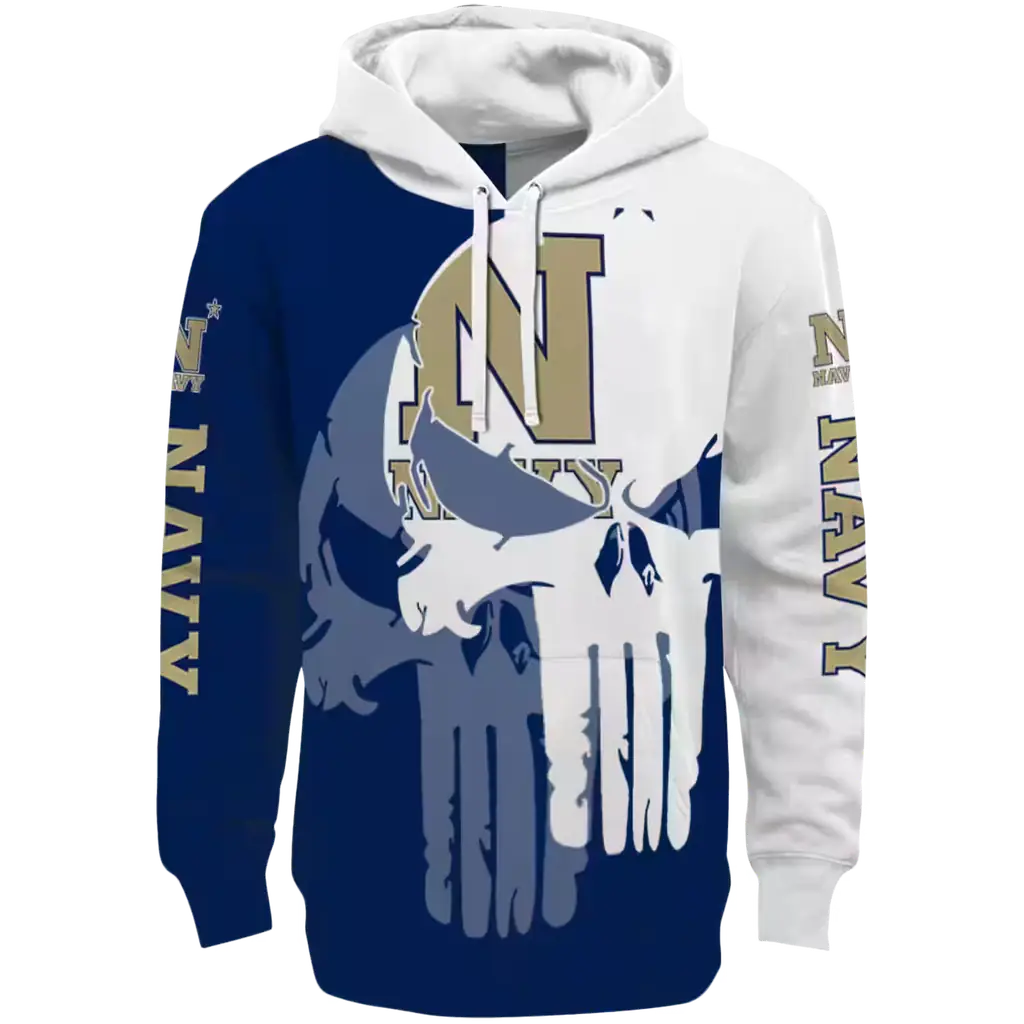 navy midshipmen graphic punisher blue white hoodie best selling navy midshipmen graphic punisher blue white hoodie best selling